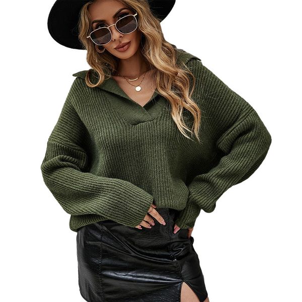 lapel half collar v-neck knitting women's sweaters loose warm fashion solid knitted pullover lady casual blouse with batwing long slee, White;black
lapel half collar v-neck knitting women's sweaters loose warm fashion solid knitted pullover lady casual blouse with batwing long slee, White;black