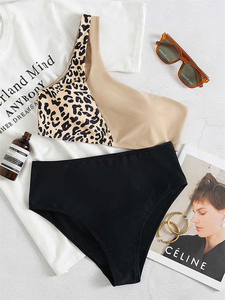 women's swimwear bikini women swimsuit 2023 new solid leopard patchwork bikinis set one shoulder swimwear summer beach bathing suit fem, White;black
women's swimwear bikini women swimsuit 2023 new solid leopard patchwork bikinis set one shoulder swimwear summer beach bathing suit fem, White;black