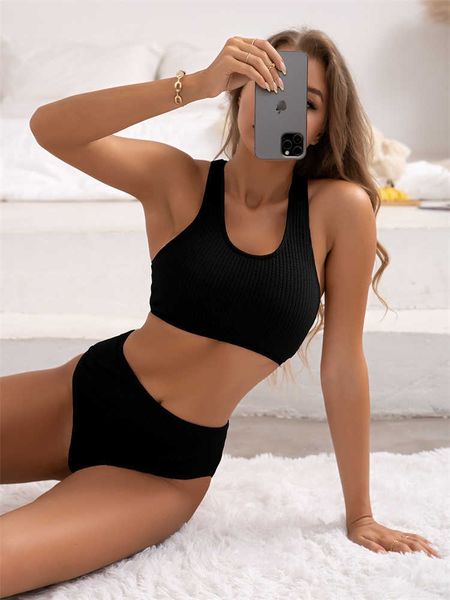 women's swimwear bikini high waist women swimsuit 2023 new solid ribbed bikinis set push up swimwear summer beach wear bathing suit fem, White;black
women's swimwear bikini high waist women swimsuit 2023 new solid ribbed bikinis set push up swimwear summer beach wear bathing suit fem, White;black