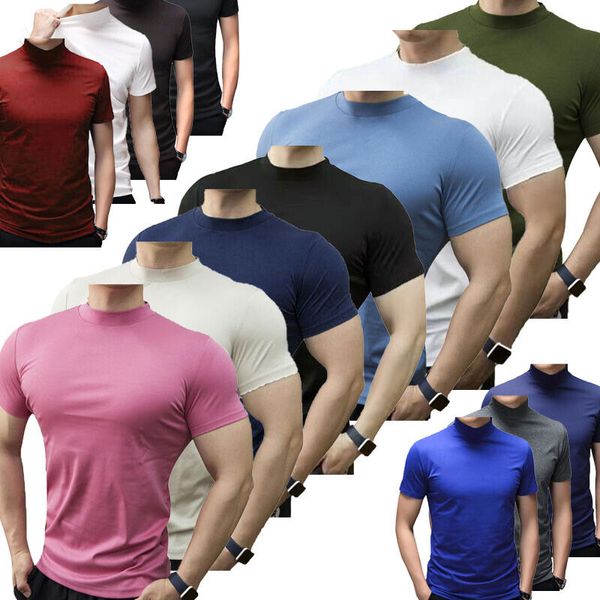 men turtleneck undershirt gym workout shirt slim fit short sleeve t-shirt tee, White;black
men turtleneck undershirt gym workout shirt slim fit short sleeve t-shirt tee, White;black