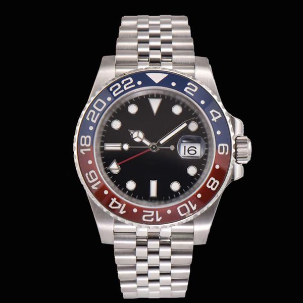 

ar factory luxury watches mens watch red&blue ceramic bezel gmt ii 40mm 904l mens watch 126715 cal eta3285 movement sapphire waterproof lumi, Slivery;brown