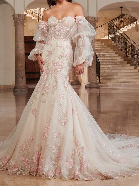 fancy mermaid wedding dresses sweetheart detacble sleeves court train bridal gowns blush embroideried applique with beads, White
fancy mermaid wedding dresses sweetheart detacble sleeves court train bridal gowns blush embroideried applique with beads, White