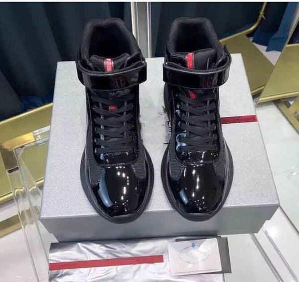 perfect americas cup high-sneakers shoes men casual walking rubber sole men's sports mesh fabric patent leather outdoor trainers, Black
perfect americas cup high-sneakers shoes men casual walking rubber sole men's sports mesh fabric patent leather outdoor trainers, Black