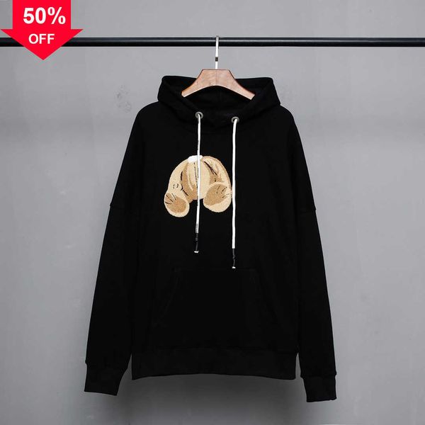 1l0r men women designers bear hoodie clothes mens womens hoodies long t shirt clothing sport hooded shirts broken bears sweatshirt s xl, Black