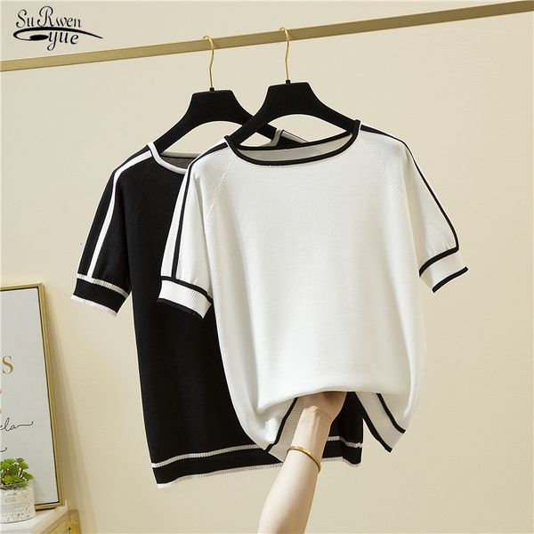 women's blouses shirts camisetas mujer thin knitted t women short sleeve summer woman clothes striped fashion t- tee femme 18841 23021, White
women's blouses shirts camisetas mujer thin knitted t women short sleeve summer woman clothes striped fashion t- tee femme 18841 23021, White