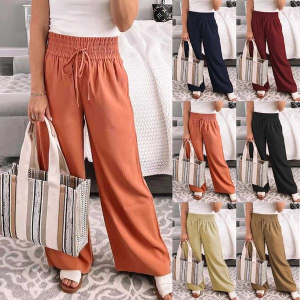 women's pants capris 2022 new straight leg pants relaxed home casual pants medium waist solid lace up wide leg pants for women t230210, Black;white
women's pants capris 2022 new straight leg pants relaxed home casual pants medium waist solid lace up wide leg pants for women t230210, Black;white