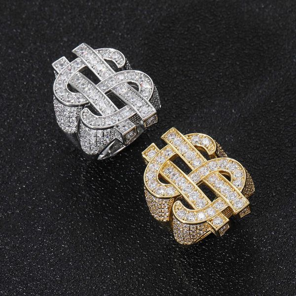 earringhip hop men's dollar sign real gold electroplated micro set zircon personality dominant ring, Silver
earringhip hop men's dollar sign real gold electroplated micro set zircon personality dominant ring, Silver