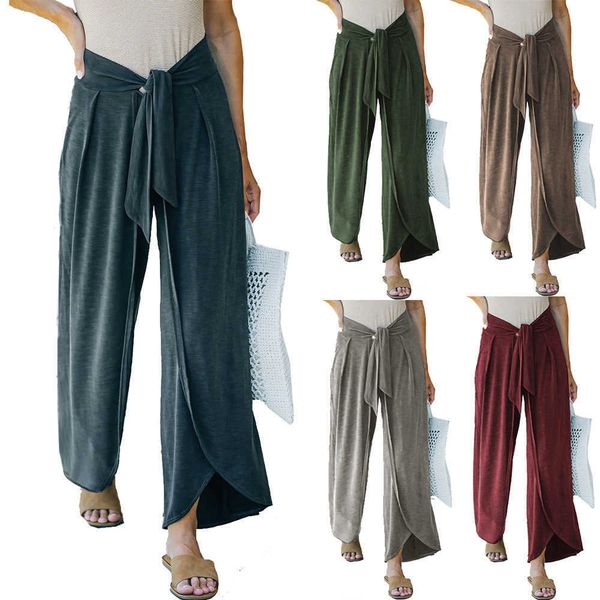 women's pants capris 2021 autumn loose casual pants belt tie wide leg pants knitted trousers women t2302, Black;white
women's pants capris 2021 autumn loose casual pants belt tie wide leg pants knitted trousers women t2302, Black;white