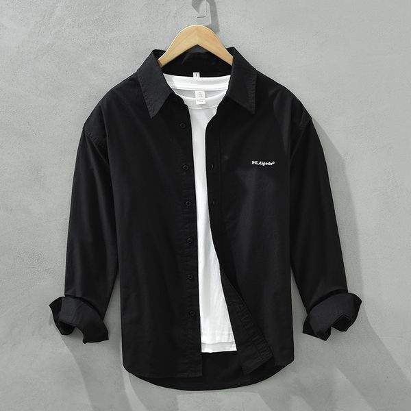men's casual shirts pure cotton letter embroidery for men long sleeve male turndown collar button up shirt 230211, White;black
men's casual shirts pure cotton letter embroidery for men long sleeve male turndown collar button up shirt 230211, White;black