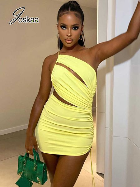 party dresses joskaa yellow drawstring one-shoulder mini dress women hollow out folds backless slim robe autumn 2022 midnight club wear t230, White;black
party dresses joskaa yellow drawstring one-shoulder mini dress women hollow out folds backless slim robe autumn 2022 midnight club wear t230, White;black
