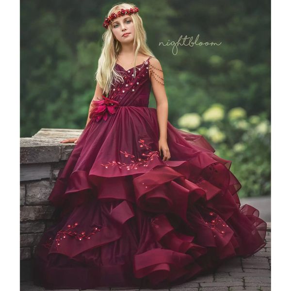 lace burgundy flower girl dresses tiered skirts tulle appliqued a line little girls pageant dress beading first communion gowns, White;blue
lace burgundy flower girl dresses tiered skirts tulle appliqued a line little girls pageant dress beading first communion gowns, White;blue