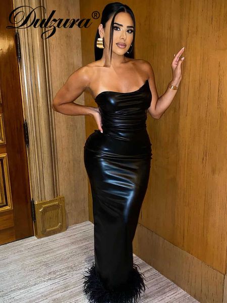 casual dresses dulzura autumn pu y2k clothes sleeveless backless side slit bodycon maxi dresses for women 2022 club party feather outfits t2, Black;gray
casual dresses dulzura autumn pu y2k clothes sleeveless backless side slit bodycon maxi dresses for women 2022 club party feather outfits t2, Black;gray