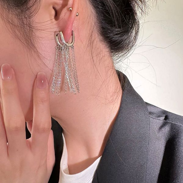 100% 925 sterling silver long tassel dangle drop earrings for women heavy silvery u shape clip earring
100% 925 sterling silver long tassel dangle drop earrings for women heavy silvery u shape clip earring