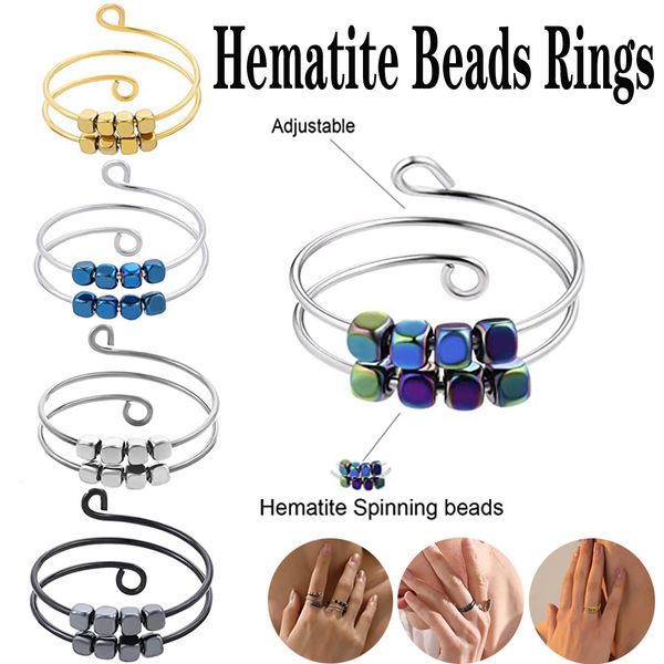 hematite beads adjustable rings for women men gauss magnet rotating ring titanium steel relieve stress magnetic couple jewelry, Silver
hematite beads adjustable rings for women men gauss magnet rotating ring titanium steel relieve stress magnetic couple jewelry, Silver