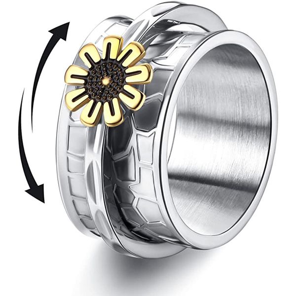 vintage daisy flower ring woman rotating spinning fingertip bracelet anti stress anxiety ring women's jewelry gift, Silver
vintage daisy flower ring woman rotating spinning fingertip bracelet anti stress anxiety ring women's jewelry gift, Silver