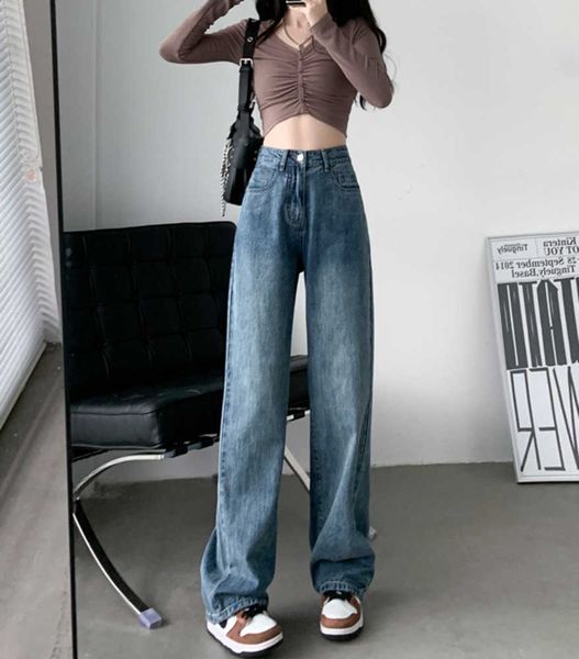 loose 2023 spring high waist wide leg jeans women's casual straight pants skinny mop, Blue
loose 2023 spring high waist wide leg jeans women's casual straight pants skinny mop, Blue