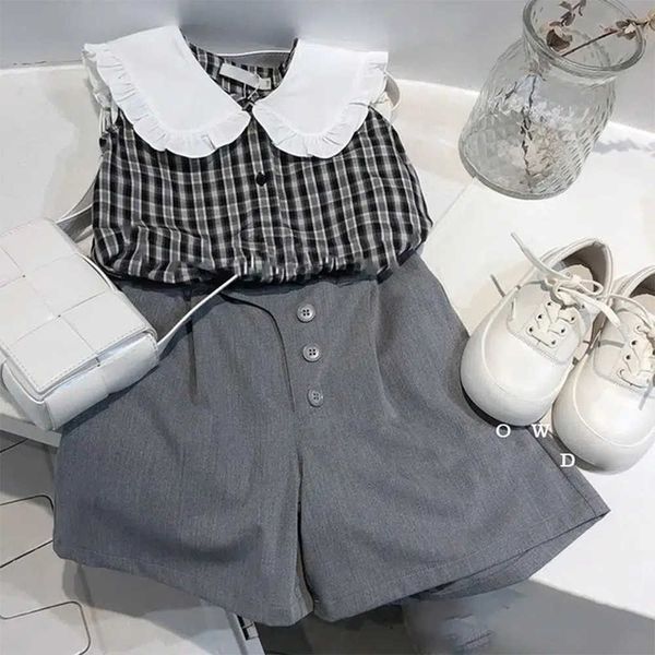 fashion clothing sets summer girls new casual suit korean style plaid tshirts wide leg pants two pieces children set, White
fashion clothing sets summer girls new casual suit korean style plaid tshirts wide leg pants two pieces children set, White