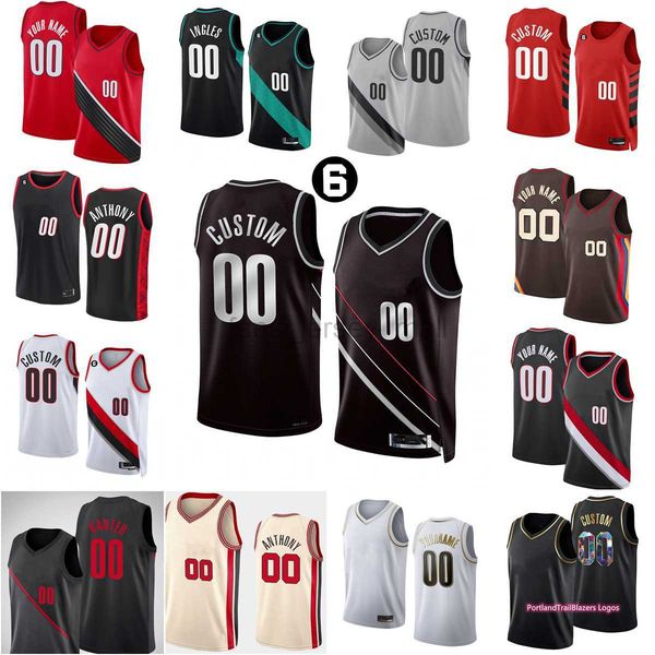 custom printed 2022-23 new basketball jerseys 0 damian 9 jerami 11 josh lillard grant hart 5 cam 26 justise reddish winslow walker sharpe nu, Black;red