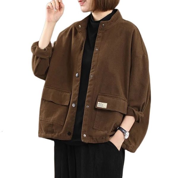 womens jackets tooling outerwear fashion retro womens jacket korean casual loose labelling pockets spring autumn coat female 230213, Black;brown
womens jackets tooling outerwear fashion retro womens jacket korean casual loose labelling pockets spring autumn coat female 230213, Black;brown