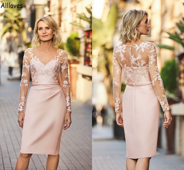 elegant pink satin mother of the bride dresses for women illusion long sleeves v neck short prom party gowns knee length appliqued lace shea, Black;red
elegant pink satin mother of the bride dresses for women illusion long sleeves v neck short prom party gowns knee length appliqued lace shea, Black;red