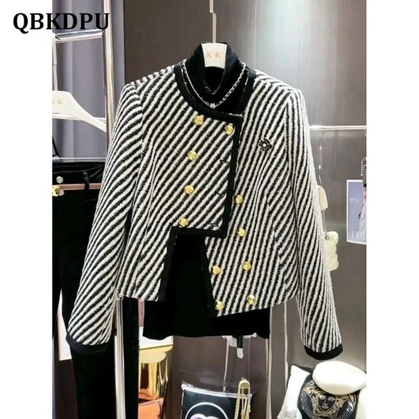womens jackets black striped irregular cropped tweed jacket women vintage design double breasted blends woolen coat elegant luxury chaquetas, Black;brown
womens jackets black striped irregular cropped tweed jacket women vintage design double breasted blends woolen coat elegant luxury chaquetas, Black;brown
