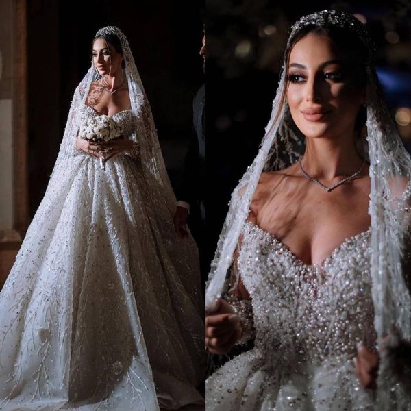 luxury ball gown wedding dresses v-neck off the shoulder black pink pearls whole body applicants beaded court gown custom made vestidos de n, White
luxury ball gown wedding dresses v-neck off the shoulder black pink pearls whole body applicants beaded court gown custom made vestidos de n, White