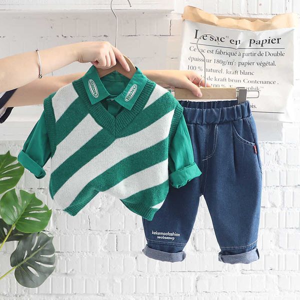 clothing sets autumn baby letter long sleeve suit year old boy stripe sweater vest three piece set simple casual sportswear, White
clothing sets autumn baby letter long sleeve suit year old boy stripe sweater vest three piece set simple casual sportswear, White