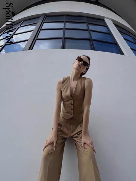 women's two piece pant european style vneck sleeveless vest sets high waist pleated casual 2 pieces set 2023 spring street trend suit 2, White
women's two piece pant european style vneck sleeveless vest sets high waist pleated casual 2 pieces set 2023 spring street trend suit 2, White