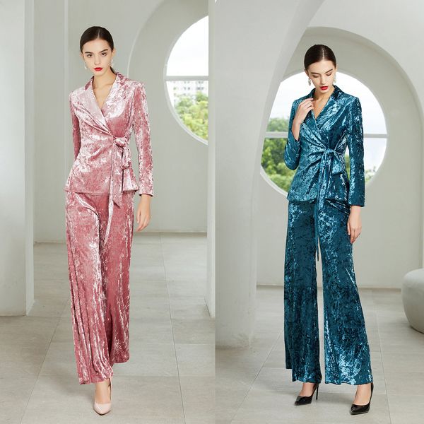 elegant tailored women pants suits spring velvet prom party wear blazer for wedding loose trousers 2 pieces, Black;red
elegant tailored women pants suits spring velvet prom party wear blazer for wedding loose trousers 2 pieces, Black;red