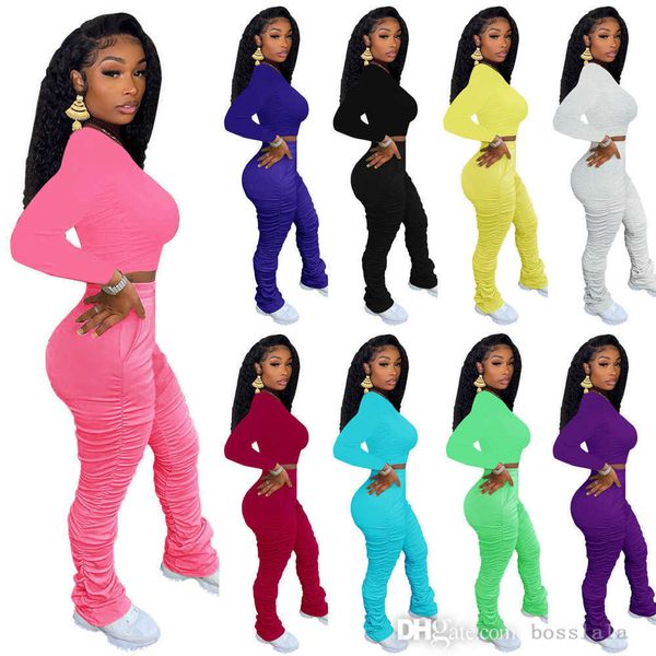 designer women tracksuits spring autumn pleated pile pants set high waist elastic flare pants two piece set outfits, Gray
designer women tracksuits spring autumn pleated pile pants set high waist elastic flare pants two piece set outfits, Gray