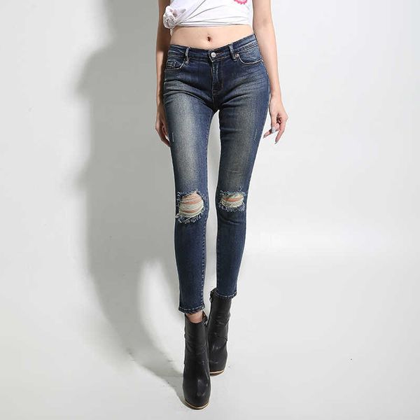 jeans new women's slim fit high elastic middle waist hole style baita women jean, Blue
jeans new women's slim fit high elastic middle waist hole style baita women jean, Blue