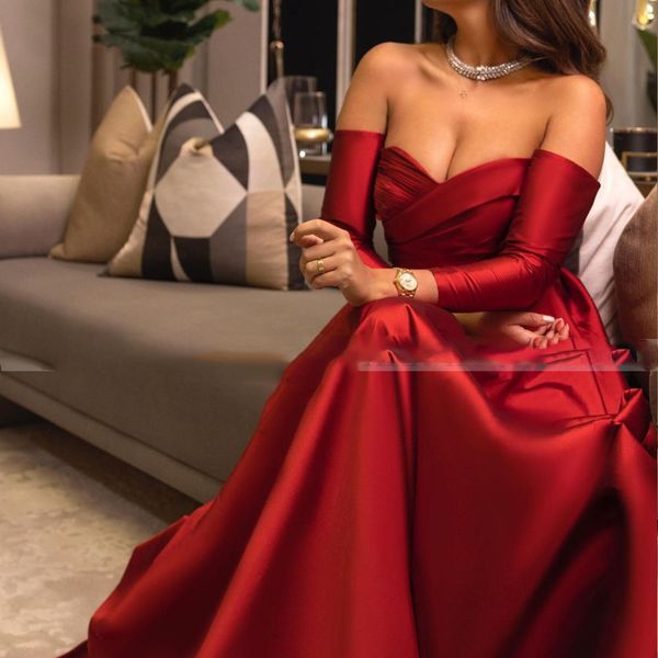 elegant wine red long sleeves prom dresses 2023 off shoulder sweetheart satin a line evening party gowns, Black
elegant wine red long sleeves prom dresses 2023 off shoulder sweetheart satin a line evening party gowns, Black