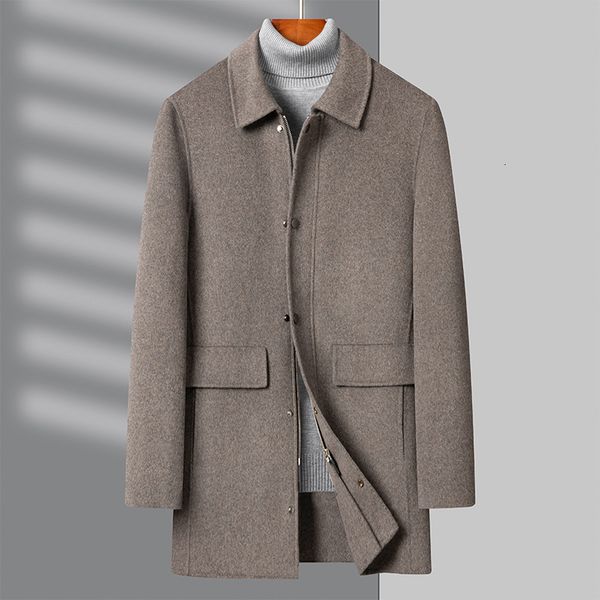 men's wool blends 100 windbreaker jacket loose casual woolen wool coat thick warm extended winter for men 092 230213, Black
men's wool blends 100 windbreaker jacket loose casual woolen wool coat thick warm extended winter for men 092 230213, Black