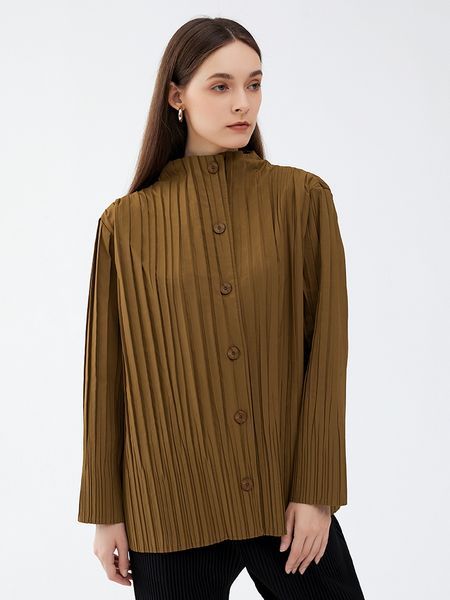 womens jackets miyake pleated jacket autumn winter ladies short windbreaker shirt loose korean fashion solid women long sleeve coat 230213, Black;brown
womens jackets miyake pleated jacket autumn winter ladies short windbreaker shirt loose korean fashion solid women long sleeve coat 230213, Black;brown