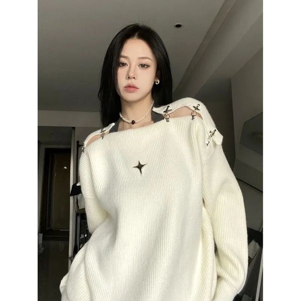 women s sweaters off shoulder slash neck pullover sweater autumn 2023 loose casual solid jumpers harajuku vintage fashion y2k grunge 230213, White;black
women s sweaters off shoulder slash neck pullover sweater autumn 2023 loose casual solid jumpers harajuku vintage fashion y2k grunge 230213, White;black