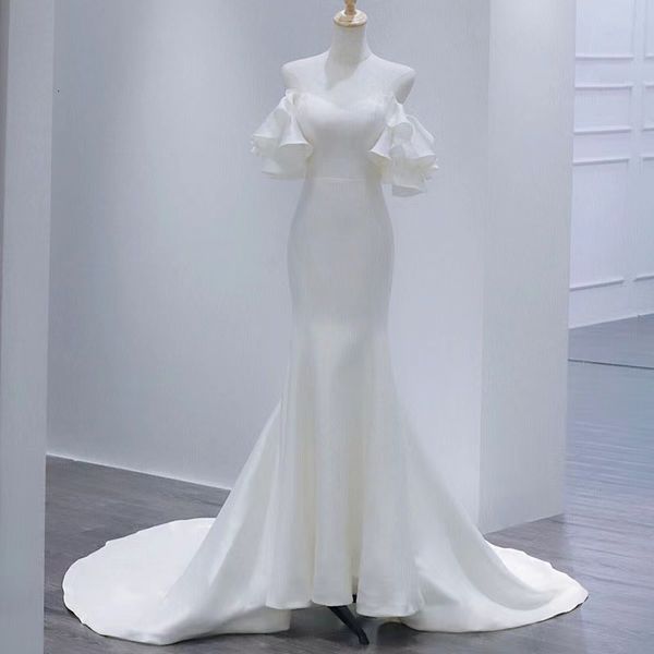 party dresses elegant simple white satin v neck strapless short sleeve backless lace up sweep train wedding dress bridal gown for women 2302, White;black
party dresses elegant simple white satin v neck strapless short sleeve backless lace up sweep train wedding dress bridal gown for women 2302, White;black