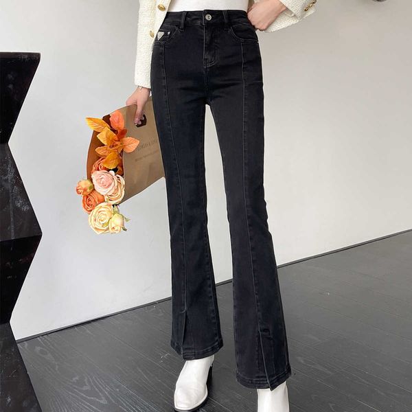 denim micro flare trousers women 2023 13 line spring new style waist elastic thin pants with split leg jeans, Blue
denim micro flare trousers women 2023 13 line spring new style waist elastic thin pants with split leg jeans, Blue