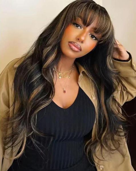 highlight honey blonde wig with bangs ombre brown human hair 13x4 lace front wigs, Black;brown
highlight honey blonde wig with bangs ombre brown human hair 13x4 lace front wigs, Black;brown