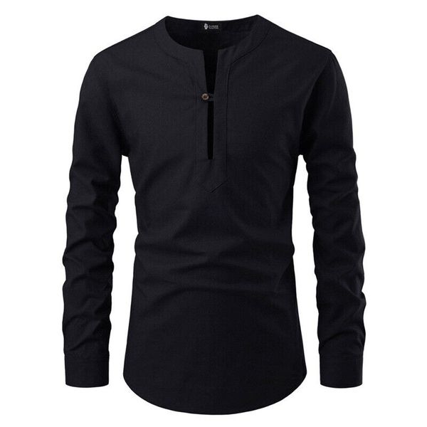 mens round neck long sleeves t-shirt casual solid color one button pullover, White;black
mens round neck long sleeves t-shirt casual solid color one button pullover, White;black
