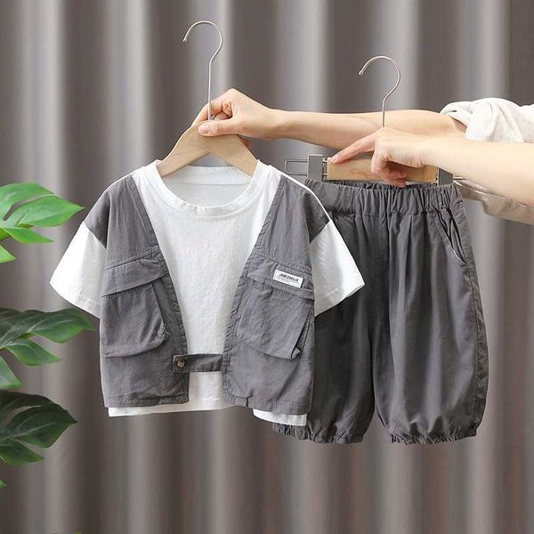 clothing children's clothes y boys shortsleeved shorts suit summer vest fake twopiece sets new kids handsome trendy sets, White
clothing children's clothes y boys shortsleeved shorts suit summer vest fake twopiece sets new kids handsome trendy sets, White