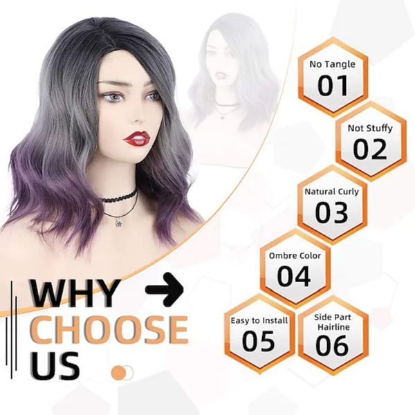 europe and the united states fashion wig color gradually short curly hair shoulder-length bob bouffant hairnet fashion woman gray purple, Black
europe and the united states fashion wig color gradually short curly hair shoulder-length bob bouffant hairnet fashion woman gray purple, Black