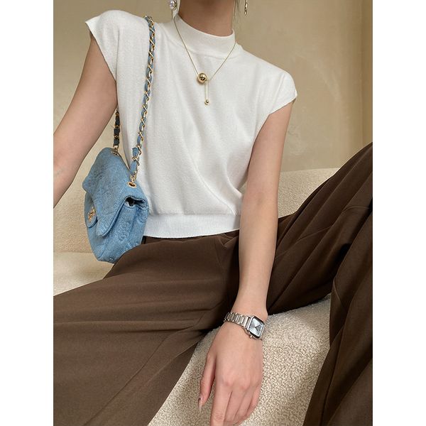 women s t shirt 2023 spring simple elegant half high collar shoulder sleeve knitted solid rib knit tee shirts 230213, White
women s t shirt 2023 spring simple elegant half high collar shoulder sleeve knitted solid rib knit tee shirts 230213, White