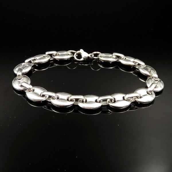 8.66'' 10mm wide shiny coffee beans link chain bracelet stainless steel silver for men, Black
8.66'' 10mm wide shiny coffee beans link chain bracelet stainless steel silver for men, Black
