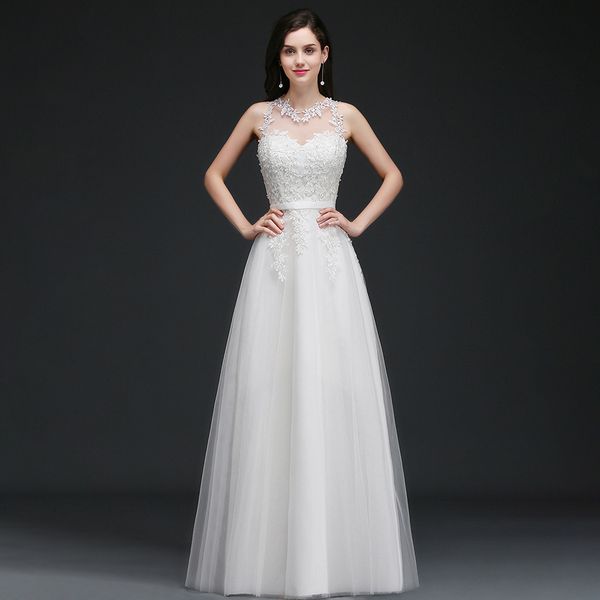party dresses elegant lace a line wedding sleeveless illusion white formal appliques gown for bride long 230213, White;black
party dresses elegant lace a line wedding sleeveless illusion white formal appliques gown for bride long 230213, White;black