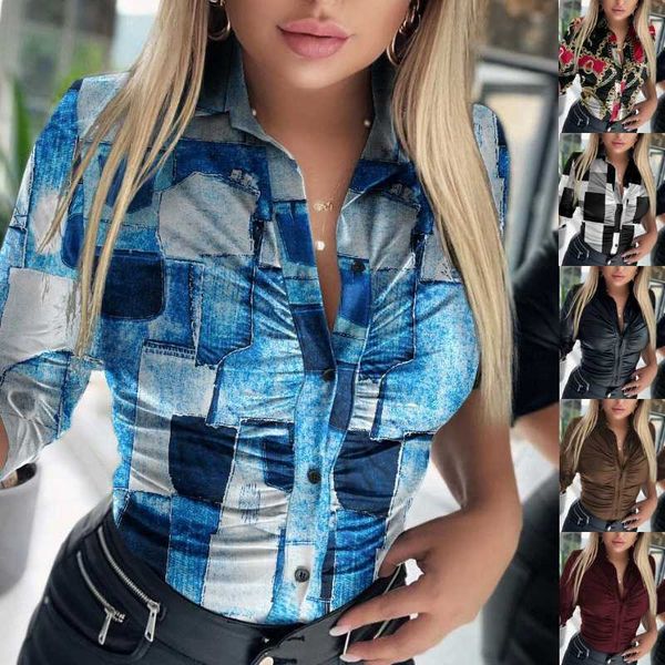 plus size 3xl women clothes print shirt three quarter sleeve lape neck new single-breasted slim shirts, White
plus size 3xl women clothes print shirt three quarter sleeve lape neck new single-breasted slim shirts, White