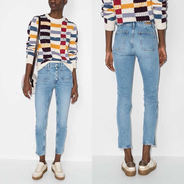 2023 new fall high-waisted nine-leg trousers chic single-breasted slit mirror patch pocket elastic jeans women, Blue
2023 new fall high-waisted nine-leg trousers chic single-breasted slit mirror patch pocket elastic jeans women, Blue