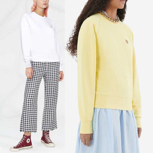 maison kitsune designer fashion hoodie embroidery cotton women's round neck raglan sleeve sweatshirt, Black
maison kitsune designer fashion hoodie embroidery cotton women's round neck raglan sleeve sweatshirt, Black