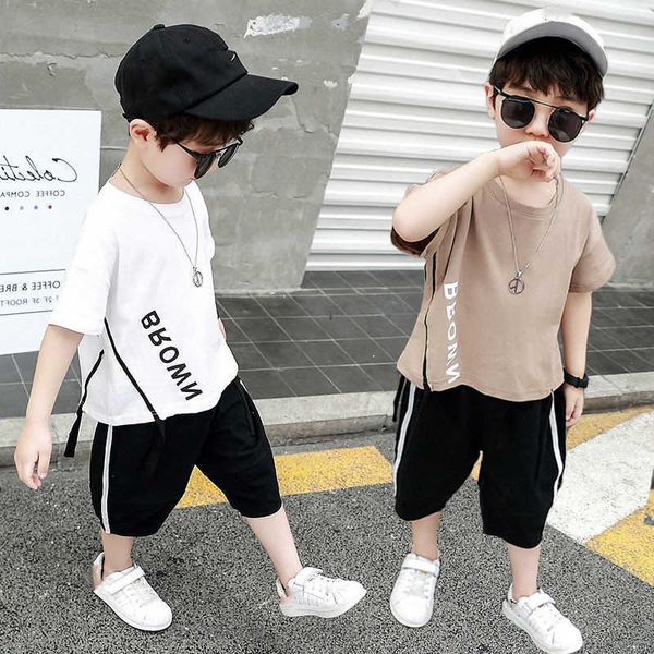 sets pure cotton kids clothing summer set years leisure children whitekhaki suit new boy baby girl tshirt shorts piece outfit, White