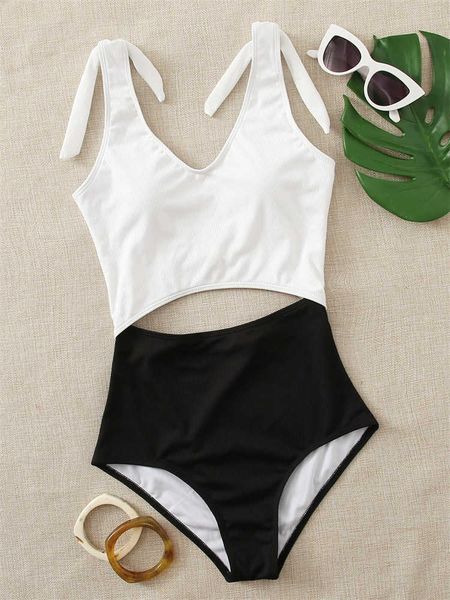 women's swimwear one piece swimsuit 2023 new solid lace up ribbed swimwear women backless bodysuit monokini summer beach bathing suit f, White;black
women's swimwear one piece swimsuit 2023 new solid lace up ribbed swimwear women backless bodysuit monokini summer beach bathing suit f, White;black
