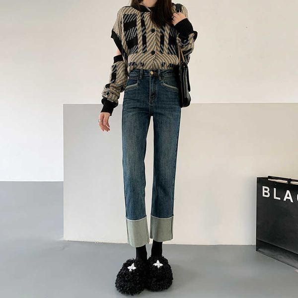 straight jeans high-waist women's spring and autumn 2023 new design color contrast flanging loose thin smoke tube pants, Blue
straight jeans high-waist women's spring and autumn 2023 new design color contrast flanging loose thin smoke tube pants, Blue
